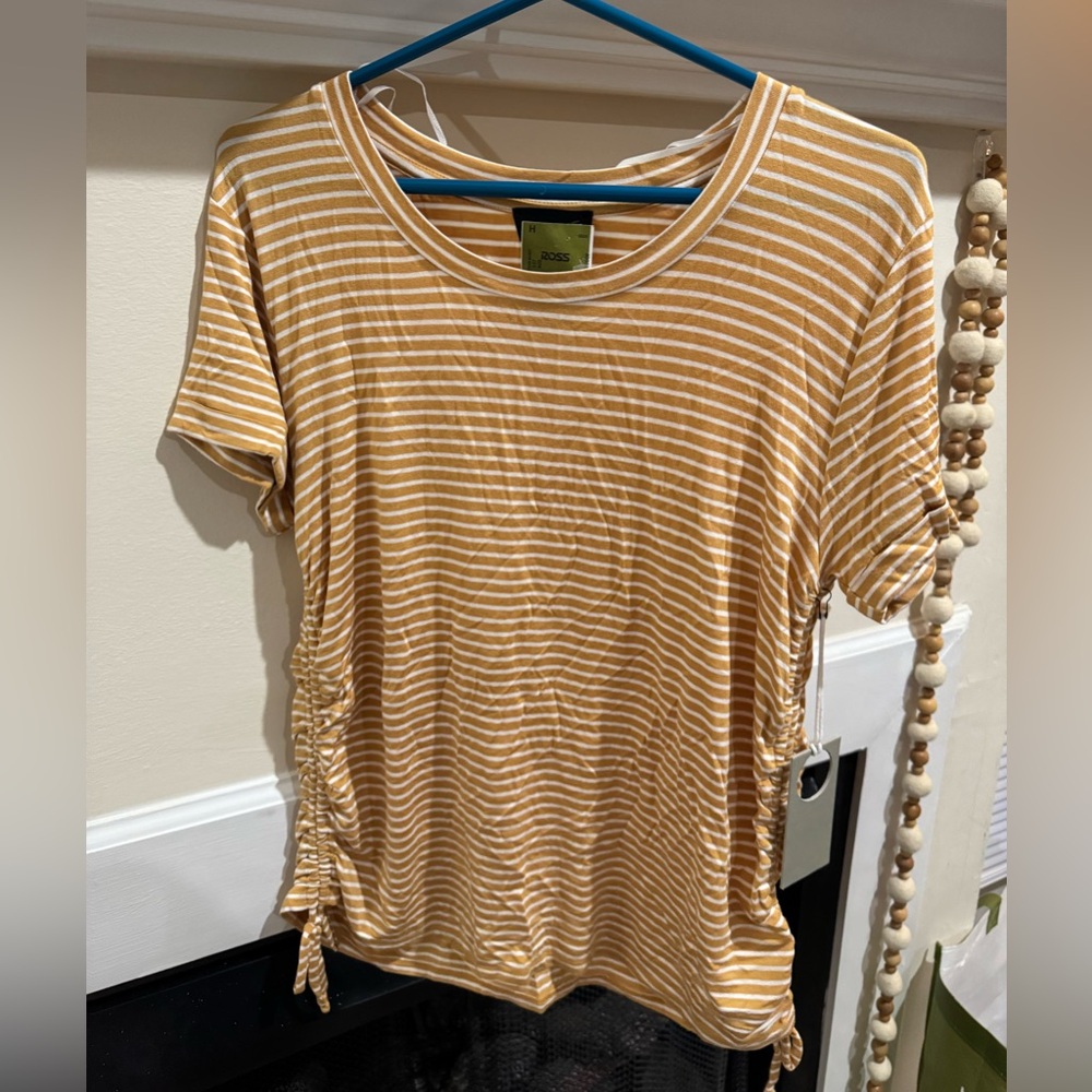 Mustard Striped Short Sleeve Top